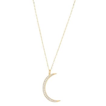 Diamond Crescent Moon Pendant 14k yellow gold